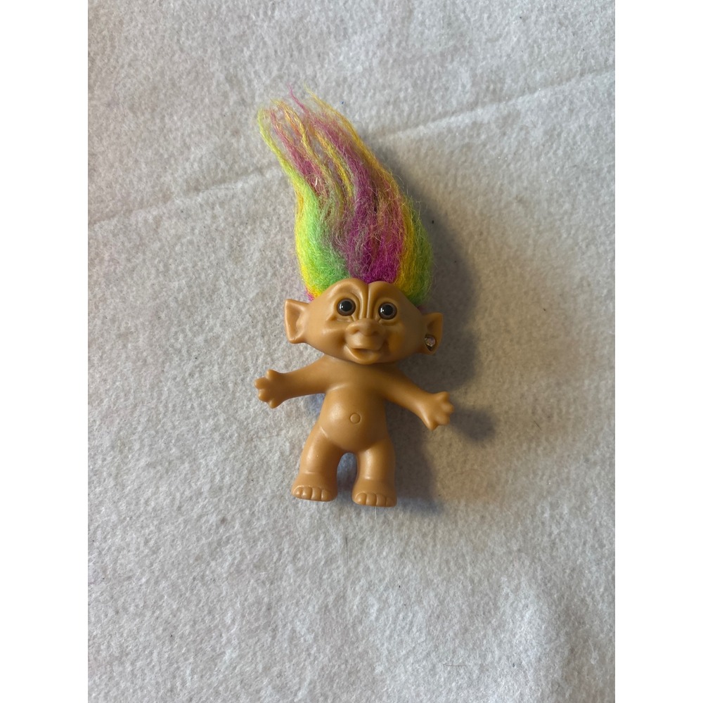 Vintage Bright of America Troll Doll Multi Color‎ Neon Hair 3 Inch Toy Figure